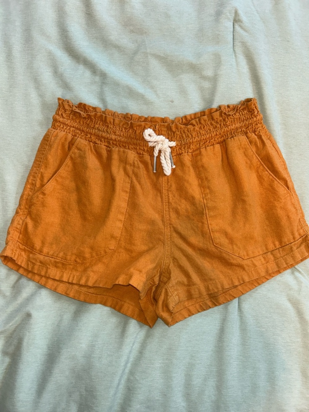 Casual Drawstring Women's Shorts in Rust Orange